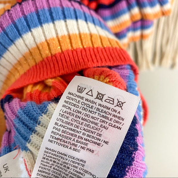 Capsule Rainbow Stripe Ruffle Ribbed Knit Top Size 20/22 - Picture 5 of 8